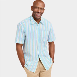 Shop Pegasus Short Sleeve Stripe Seersucker Shirt - MF691